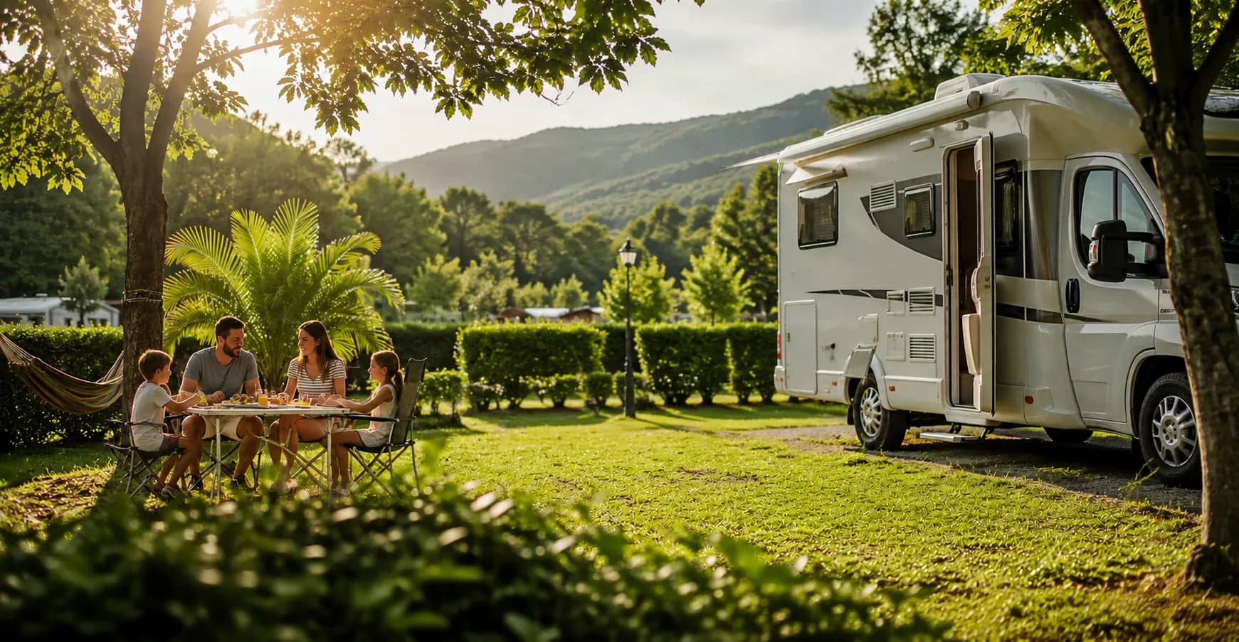 Viaje en autocaravana en un entorno natural
